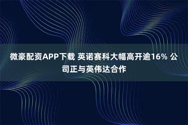 微豪配資APP下載 英諾賽科大幅高開逾16% 公司正與英偉達合作