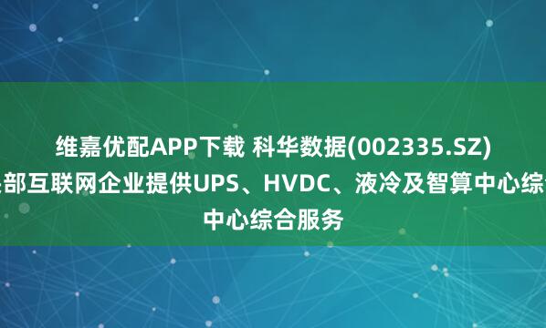 維嘉優(yōu)配APP下載 科華數(shù)據(jù)(002335.SZ)：為頭部互聯(lián)網(wǎng)企業(yè)提供UPS、HVDC、液冷及智算中心綜合服務(wù)